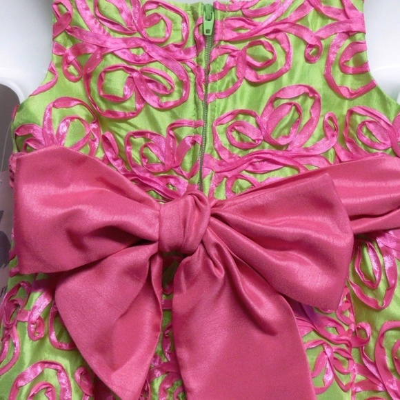 Rare Editions Soutache Bonaz Taffeta A-line Special Occasion Dress Pink Green 2T - Picture 4 of 12